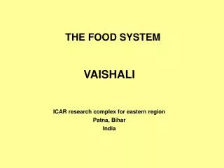 THE FOOD SYSTEM