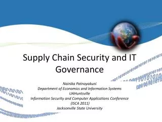 Supply Chain Security and IT Governance