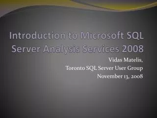 introduction to microsoft sql server analysis services 2008