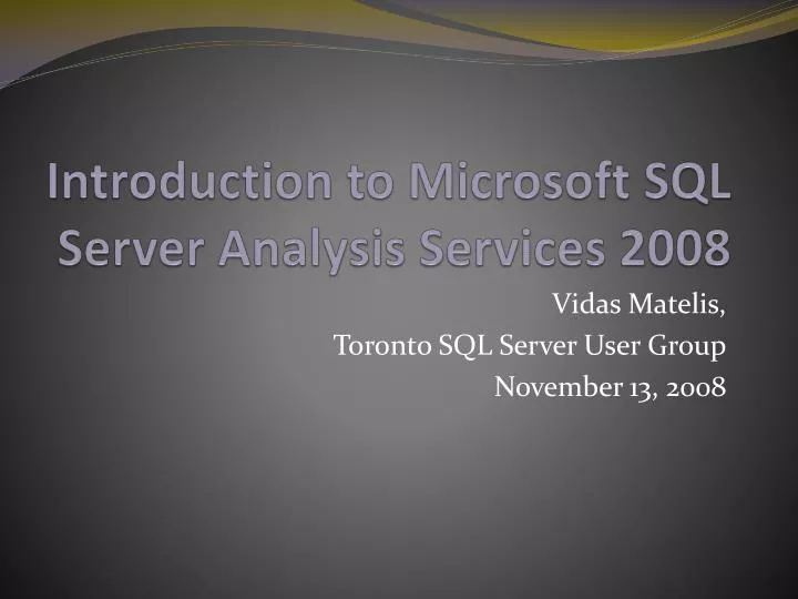 introduction to microsoft sql server analysis services 2008