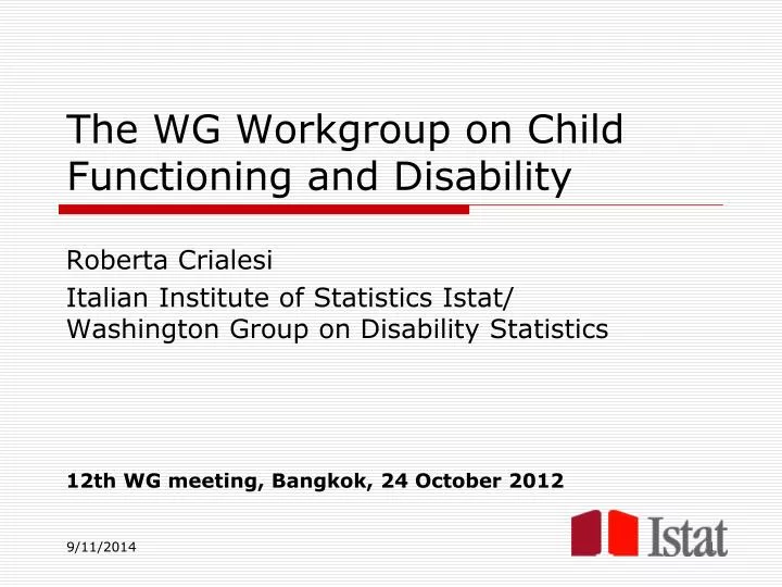 the wg workgroup on child functioning and disability