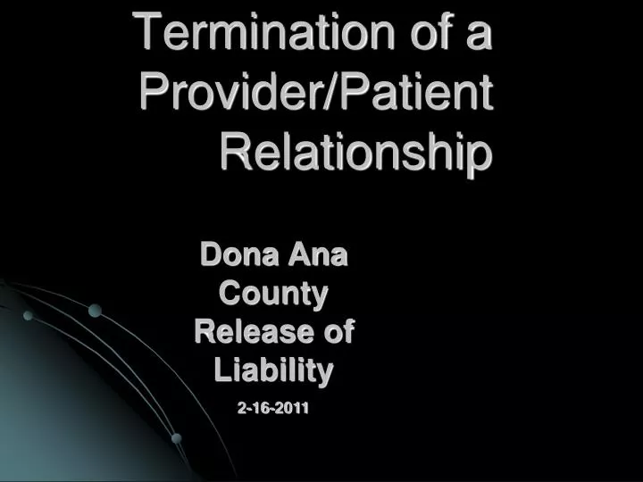 termination of a provider patient relationship
