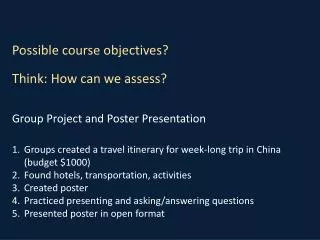 Group Project and Poster Presentation