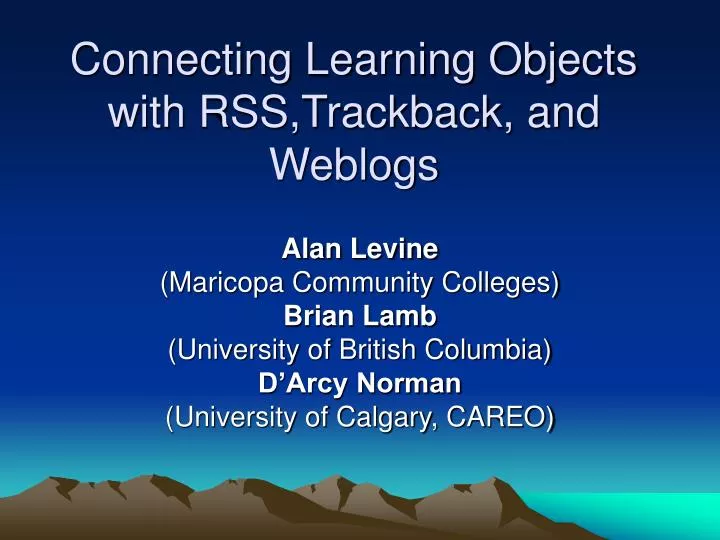 connecting learning objects with rss trackback and weblogs