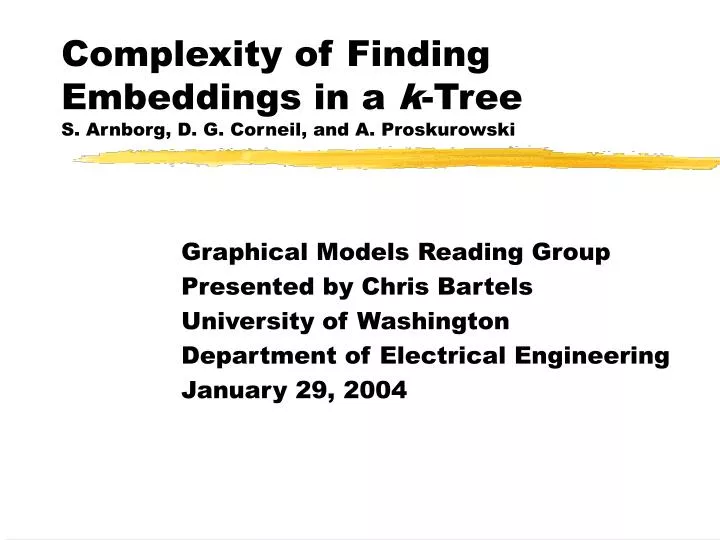 complexity of finding embeddings in a k tree s arnborg d g corneil and a proskurowski