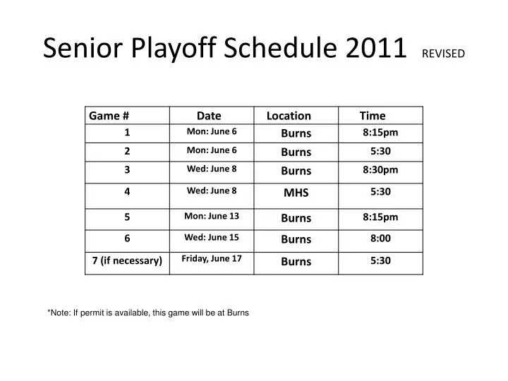 senior playoff schedule 2011 revised