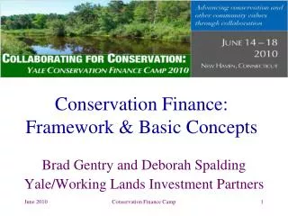 Conservation Finance: Framework &amp; Basic Concepts