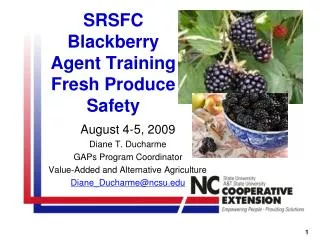 SRSFC Blackberry Agent Training Fresh Produce Safety