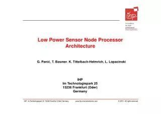 Low Power Sensor Node Processor Architecture