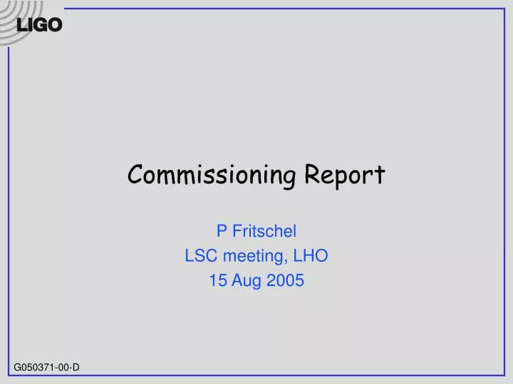 commissioning report