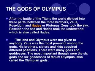 THE GODS OF OLYMPUS