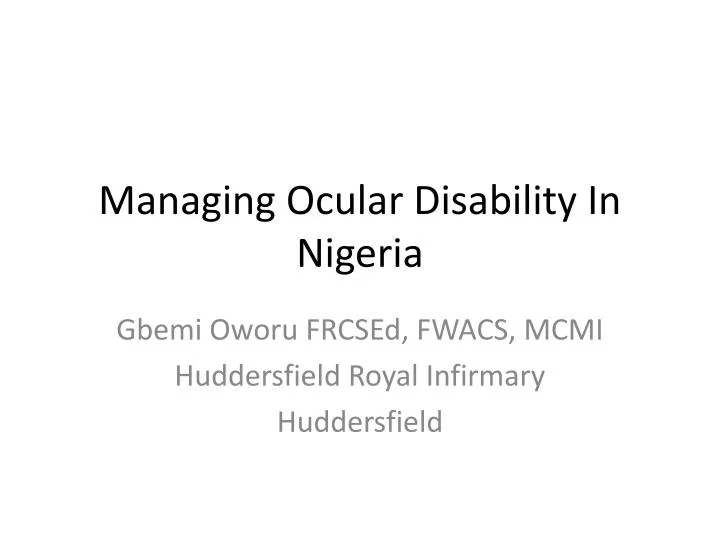 managing ocular disability in nigeria