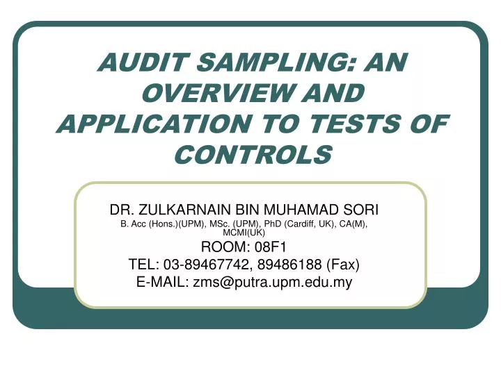 audit sampling an overview and application to tests of controls