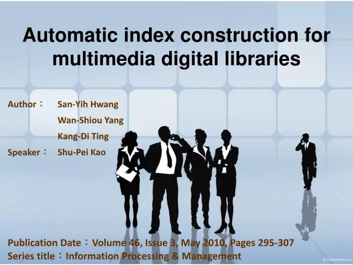 automatic index construction for multimedia digital libraries