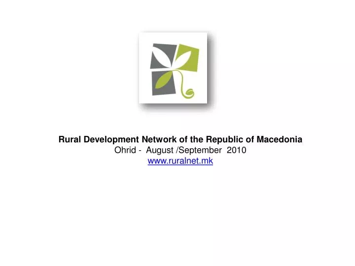 rural development network of the republic of macedonia ohrid august september 2010 www ruralnet mk