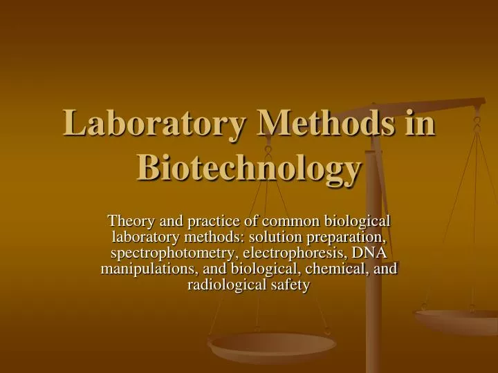 laboratory methods in biotechnology