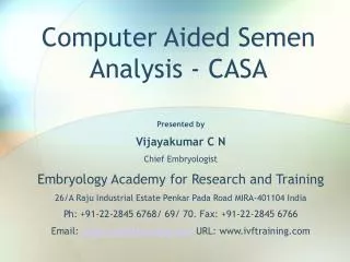 Computer Aided Semen Analysis - CASA