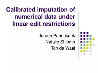 Calibrated imputation of numerical data under linear edit restrictions