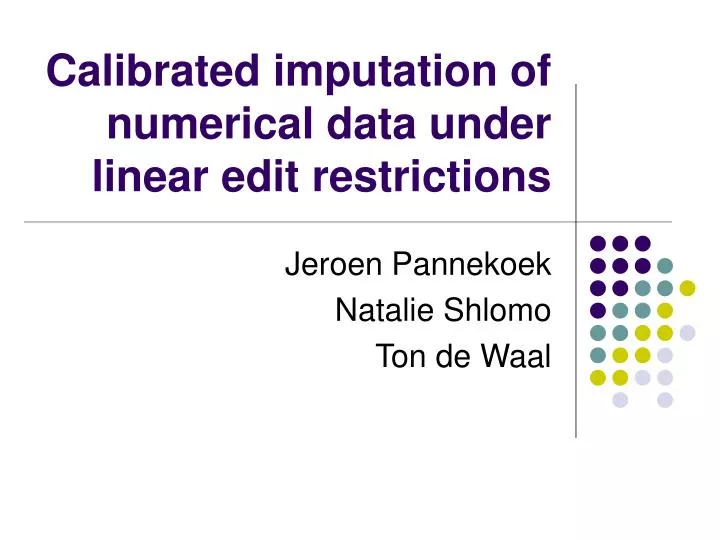 calibrated imputation of numerical data under linear edit restrictions