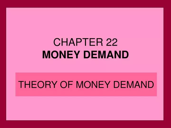 chapter 22 money demand