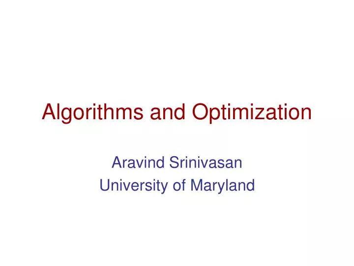 algorithms and optimization