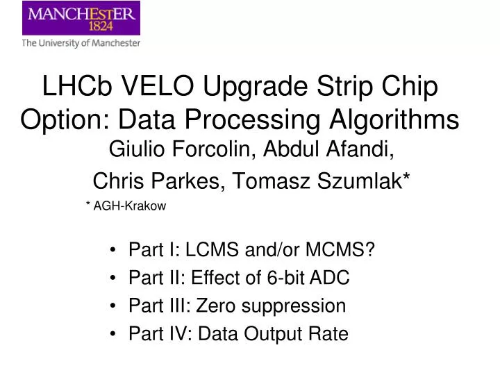 lhcb velo upgrade strip chip option data processing algorithms