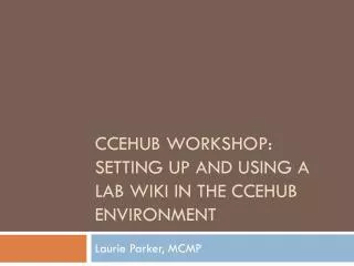 cceHUB workshop: setting up and using a lab wiki in the ccehub environment