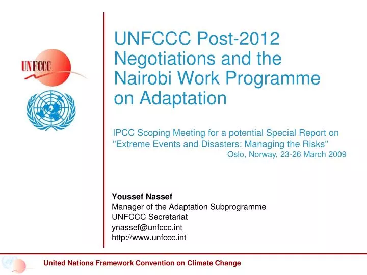 unfccc post 2012 negotiations and the nairobi work programme on adaptation