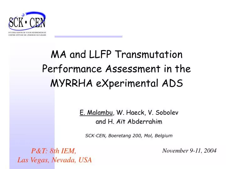 ma and llfp transmutation performance assessment in the myrrha experimental ads