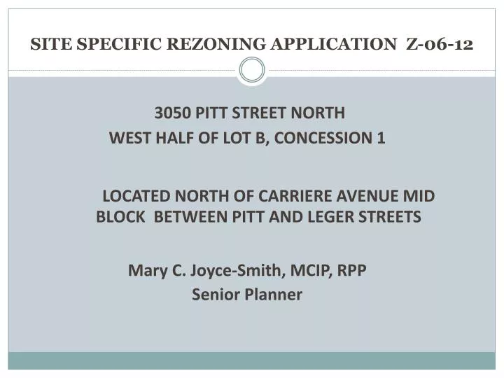 site specific rezoning application z 06 12