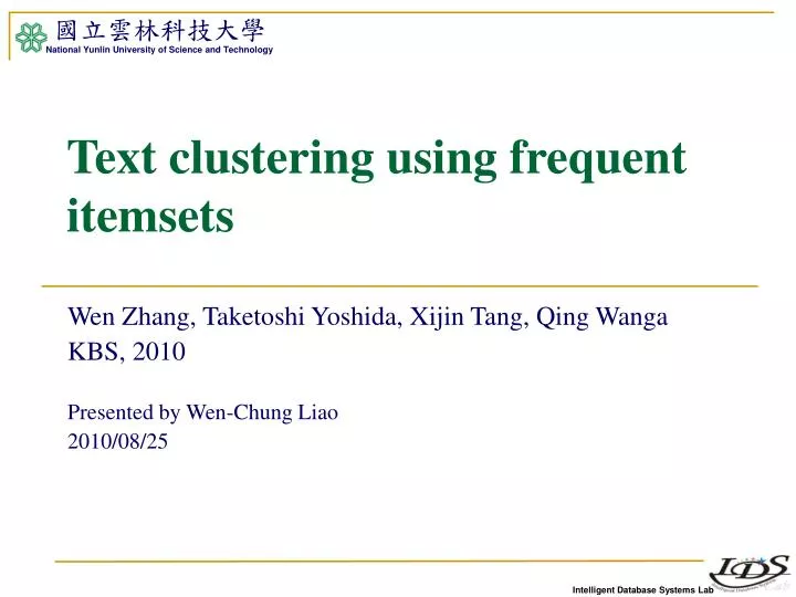 text clustering using frequent itemsets