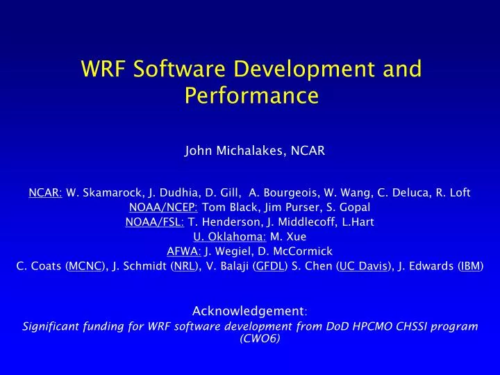 wrf software development and performance