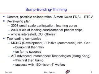 Bump-Bonding/Thinning