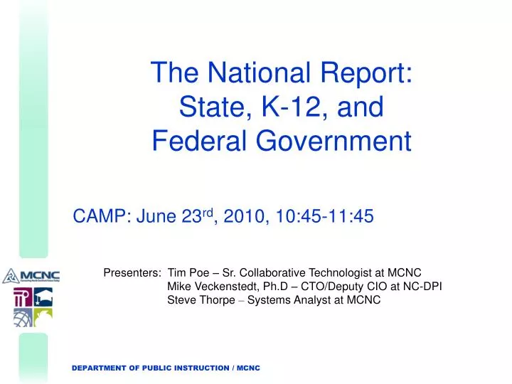 the national report state k 12 and federal government
