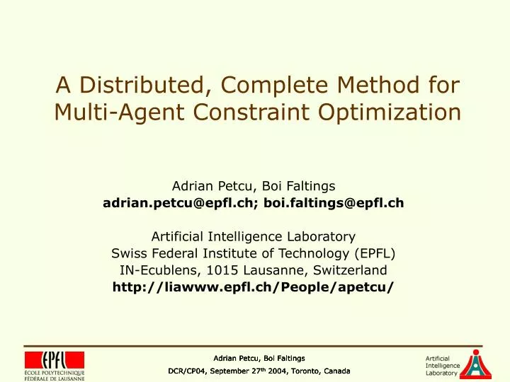 a distributed complete method for multi agent constraint optimization