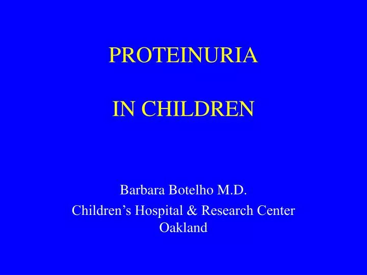 proteinuria in children
