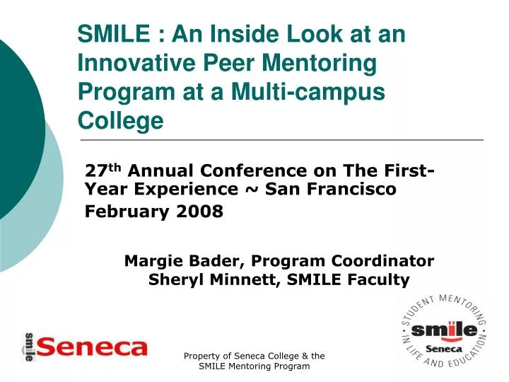 smile an inside look at an innovative peer mentoring program at a multi campus college