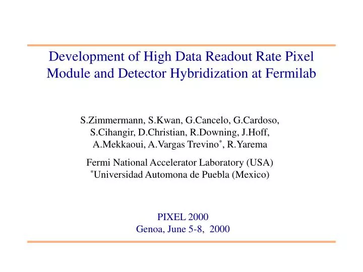 development of high data readout rate pixel module and detector hybridization at fermilab