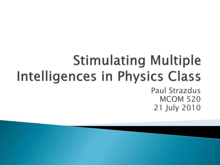 stimulating multiple intelligences in physics class