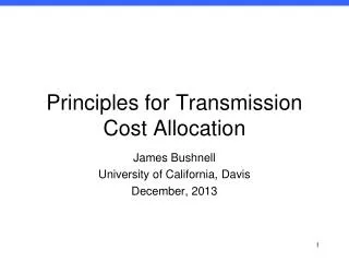 Principles for Transmission Cost Allocation