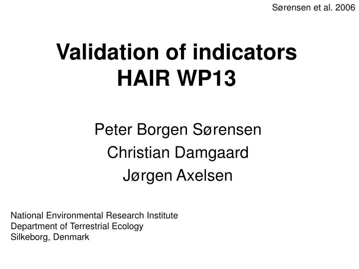 validation of indicators hair wp13