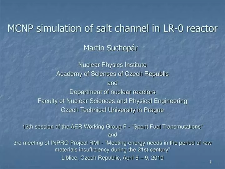 mcnp simulation of salt channel in lr 0 reactor