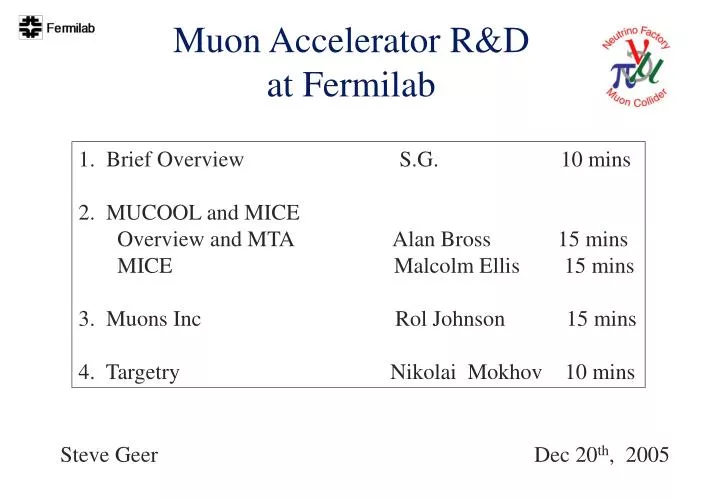 muon accelerator r d at fermilab