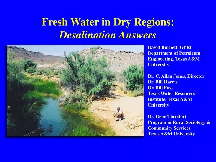 fresh water in dry regions desalination answers
