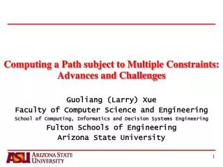 Computing a Path subject to Multiple Constraints: Advances and Challenges