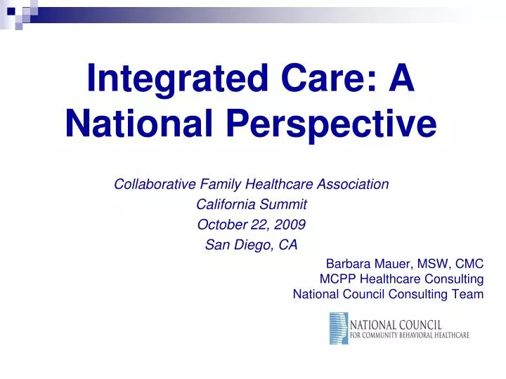 integrated care a national perspective
