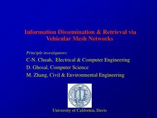 Information Dissemination &amp; Retrieval via Vehicular Mesh Networks