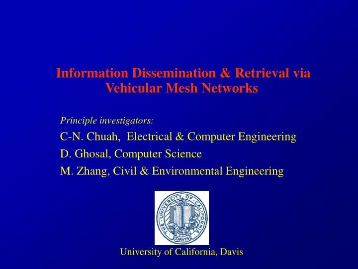 information dissemination retrieval via vehicular mesh networks