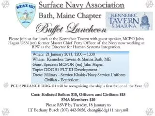 Surface Navy Association Bath, Maine Chapter Buffet Luncheon