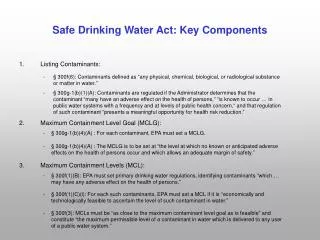 Safe Drinking Water Act: Key Components